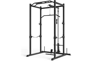 Atletica R5-Vega Power Rack | Power Cage med latsdrag | Multi-Grip, chin-stång, säkerhetsremmar, J-krokar och viktstift