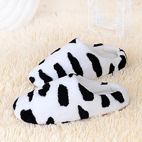 Kasit Unisex Weiche Winter Warm Anti-Rutsch-Hausschuhe Baumwolle Sandale Haus Startseite Anti-Rutsch-Schuhe – Schwarz Kuh XL - 5