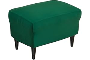 JHLD Velvet Ottoman Cover Rectangle, Ottoman Slipcovers Stretch Footstool Protector Covers soft With Elastic Bottom Storage Ottoman Slipcover For cats dogs -dark green-small