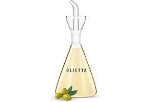 Olietta Conical Oil Dispenser Borosilicate Glass Olive Oil Bottle - 500ml Non Drip Dispenser - Leak Proof Pourer Vinegar Drizzler - Easy Clean Drip Free Bottles for Kitchen