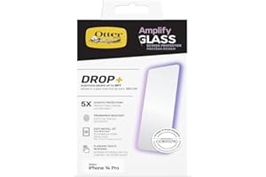 OtterBox 77-88850 Amplify Ochraniacz ekranu dla iPhone 14 Pro, Szkło hartowane, x5 ochrona przed zarysowaniami, przetrwa upadek do 6ft, Ochrona Antybakteryjna, Jasne