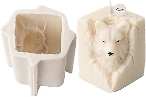 Xidmold Moule à bougie en silicone en forme de loup, moule en silicone pour bougie en forme d'animal, moules à bougie en silicone, moule à cire rectangulaire pour la fabrication de bougies (loup)