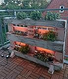  paLEDe Euro Palette im Vintage Look mit LED Beleuchtung für den Balkongarten oder als Barbeleuchtung (ohne Pflanzen)