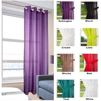 Ideal Textiles Plain Voile Curtain Panel Ring Top Heading Eyelet
