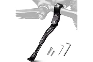 BREEZO Bicycle Kickstand Adjustable Bike Kickstand Aluminium Alloy Side Stand wit h Anti-slip Rubber Feet for Mountain Bike, Road Bike + 2 Allen Key and 2 Spare Bolts