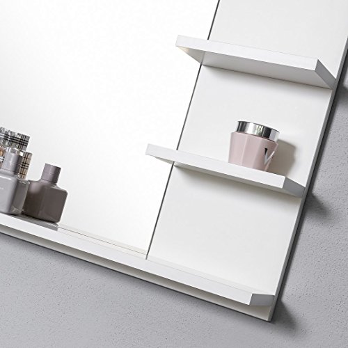 DOMTECH Bathroom mirror with shelves, 60 cm, white, wall mounted