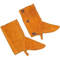 Leather Welding Boot Covers - Fire Resistant Shoe Protectors For Welders (1 Pair, Adjustable Velcro)