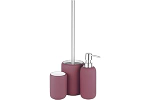 URBNLIVING Juego de 3 cepillos de baño de cerámica mate a juego (morado, uno de cada juego)