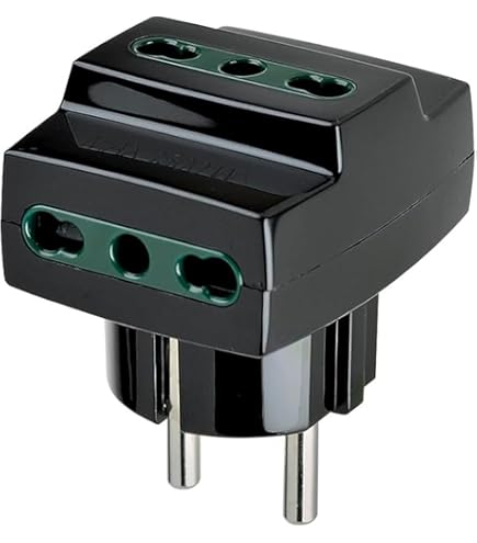 Enchufe Con Interruptor Vimar RI.00325N Adaptador Múlt. S17+2P17/11+P30 Negro Enchufe Multiple Pared