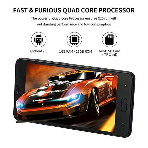 Telefonia Mobile, DOOGEE X20L Dual SIM Free 4G Smartphone In Offerta nuovi - 5.0 Pollici HD Schermo Cellulari Android 7.0 - MT6737 2GB Ram+16GB Rom Telefono - Dual 5.0MP Fotocamera Digitale - 2580mAh - Nero
