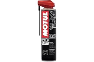 Motul - Nettoyant Chaîne Moto Aérosol - Dégraissant Extrême Pour Motos Routières et Tout-Terrain - Compatible O-RING, X-RING, Z-RING - Évaporation Très Rapide - MC Care Chain Clean C1-400 ml