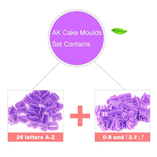 Skr Fondant Ausstecher Buchstaben 40-teilig Tortendeko Auswerfer Stempel Alphabet Zahlen Zeichensetzung Buchstaben Hase Herz Kuchendekorationsset Backen - 6