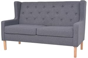 Hommdiy Sofa 2-Sitzer Stoff Skandinavisch Grau Polstersofa Loungesofa Sitzmöbel