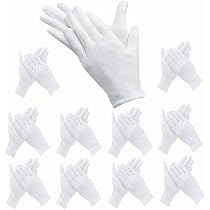 5 Paar Weiße Baumwollhandschuhe – Waschbar, Dehnbar, Vielseitig Nutzbar (22 Cm)