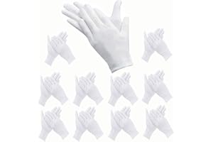 ANDSTON 12 Paar Weiße Handschuhe Baumwolle, Stoff Handschuhe Weiss, Care Baumwollhandschuhe, Bequem und Atmungsaktiv, für Hautpflege, Schmuck Untersuchen, Tägliche Arbeit usw