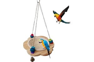 WUZDY Papageienvogelnest,Vögel Schaukel Spielzeug,Papagei Hängen Schaukel Kauspielzeug,Natürliche Baumwolle Seil Vogel hängenden Nest,mit 3 Metallglocken,für Vogelpapagei,Nest,Handgewebtes Vogelnest