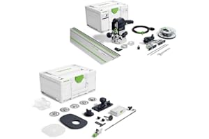 Festool Oberfräse OF 1010 REBQ-FS-Set+Box (mit Seitenanschlag, Lichtmodul, Spannzange, Gabelschlüssel, plug it-Netzkabel, Zubehör-Set, Fräserbox, Führungsschiene), im Systainer