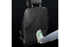 HONCENMAX Kick Mat Car Seat Back Protector Waterproof Easy to Clean Multifunctional Organizer Storage Bag Travel Accessory PU Leather [2 Pack] Black