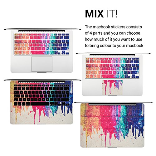 kwmobile Tastatur Aufkleber QWERTZ für Apple MacBook Air 13″ (Modelle ab Mitte 2011) mit Regenbogen laufende Farbe Design in Mehrfarbig Rot Beige Tastaturschutz Folie Sticker Skin - 2