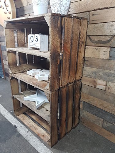 2 Stück GEFLAMMTE Holzkisten – Weinkisten – Obstkisten mit Zwischenregal von Cronenwerth - 5