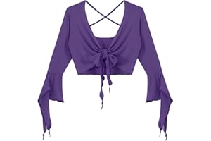 YOOJIA Damen Tanz Top Ballett Shirt Frauen Langarmshirt Bauchfrei Tank Top Bauchtanz Oberteil Top Ballett Salsa Samba Tanzkleidung