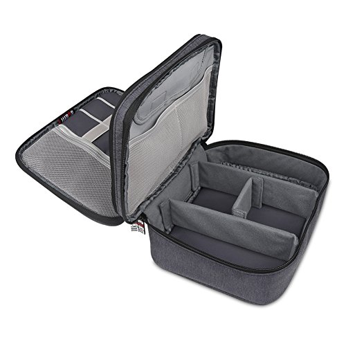 BUBM Mehrfachfunktion Kabelorganiser Tasche Reisetasche mit Doppelschichten für Elektronische Zubehöre wie Netzteil, Maus und USB Stricks(Groß, Schwarz) - 4