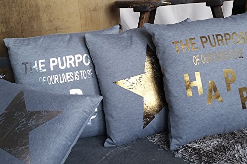 Design Kissen gefüllt, bedruckt mit Stern & Schrift Motiv, Silber und Kupfer, Kissen, 50x50cm, Fotokissen, Designkissen, Dekokissen, Jugendzimmer, Kinderzimmer,Kissen, (Schriftzug Kupfer) - 3