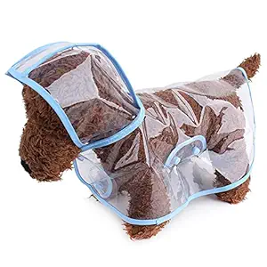 PetsNBabies Dog Raincoat with Hood, Transparent Durable Plastic Rain Coat Poncho Style Without Legs (L)