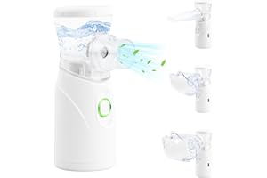 ELITECRAN Nébuliseur Portable Silencieux pour Adultes et Enfants, Nebulisateur Inhalateur, Machine de Nébuliser, Nébuliseur Rechargeable avec 2 Masques et Embout, Aérosol Inhalateur pour La Maison Les Voyages