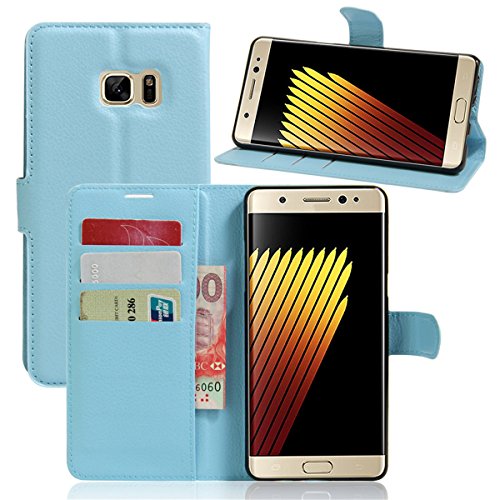 Galaxy Note FE Case,Gift_Source [Stand Feature] Premium Faux Leather Flip Wallet Cases Slim Folio Magnetic Cover Built-in Credit Card/ID Card Slots for Samsung Galaxy Note FE SM-N935 (5.7") [Blue]