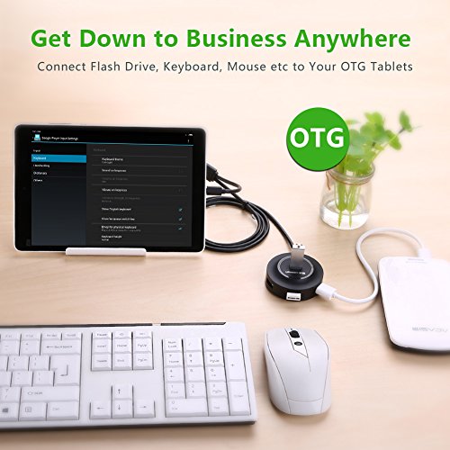 UGREEN 4 Ports Super Speed USB 2.0 HUB mit Micro usb 2.0 OTG On The Go ohne Netzteil Der ideale Begleiter für Laptops, Ultrabooks Tablet-PC und Smartphone Mit OTG Funktion Schwarz - 4