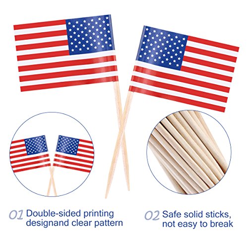 Tinksky USA Flagge Picks amerikanischen Flagge Essen Zahnstocher Party Favors Dekoration Verpacken 100pcs - 3