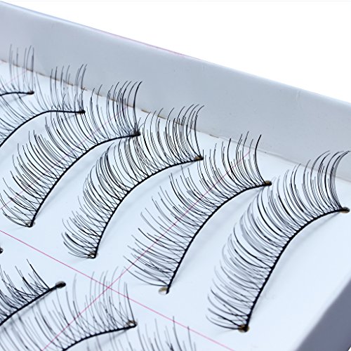 Edealing 10Pairs Makeup Handgemachte natürliche schwarze lange falsche Wimper-Augen-Peitsche-Sparse - 4