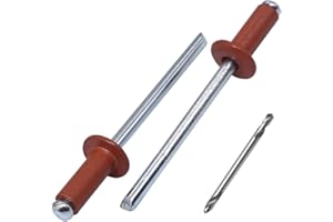 SKIR'CO (400 pz) Rivetti ciechi verniciati 4,0 x 10 mm, Rivetti Pop in alluminio, punta per trapano inclusa (rame marrone RAL 8004)