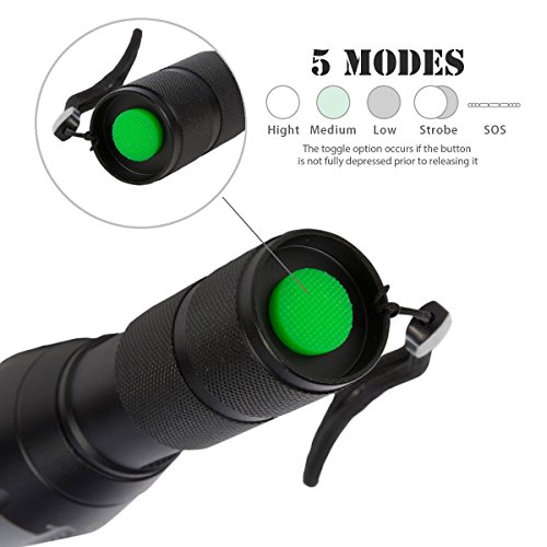 Zoombar Superhelle Taktische LED Taschenlampe – Coomatec SD-100 Outdoor Wasserdicht LED Camping Handlampe, Mit einstellbarem Fokussierbar, 900 lumen - 8