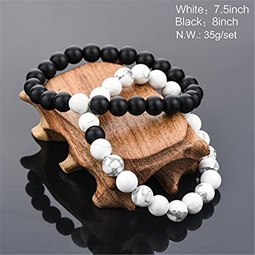 GARYOB Paar Armband Entfernung Pärchen-Armbänder Schwarz und Weiß ein Paar Partner Howlite 8mm Beads - 3