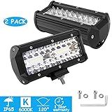 Extremadamente brillante】 6000k LED de alta calidad de vanguardia, consume energía, focos de coche led proporciona iluminación de 4800 lúmenes, lentes de policarbonato duraderos aumentan la emisión de luz, forman un haz de luz de largo alcance, iluminan fácilmente carreteras y montañas