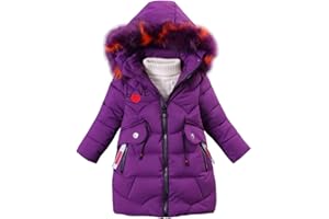 BeerMmay Winterjacke Mädchen Kinder Jacke Mit Abnehmbare Fellkapuze Verdickte Steppjacke Warme Wintermantel Outdoor Baumwolljacke