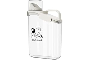 Ctomche Pet Food Storage Container Airtight Cat Food Container with Measuring Cup and Pour Spout Portable Pet Food Dispenser for Cat Transparent Leakproof Cat Food Container for Travel 2.8L