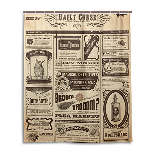 Bad Vorhang für die Dusche 152,4 x 182,9 cm, Retro Vintage Zeitung, Polyester-Schimmelfest-Badezimmer Vorhang