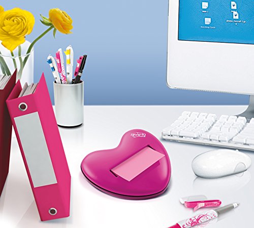 3M HD-330 - Dispensador de notas adhesivas  76 x 76 mm  100 hojas   dise  o de coraz  n  color rosa