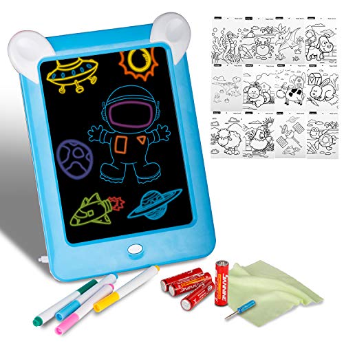 Xpassion Tavoletta LCD Scrittura 3D LED Luminoso Magic Drawing Pad Bambini, Fantastic Pads Tavoletta Lavagna Portatile da Disegno con Penna Display Colorato per Adulti