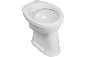 Saqu Ecoline Erhöhtes Stand-WC mit Flachspülung und Horizontalem Abfluss 45,5cm Weiß - Modernes und komfortables WC für Ihr Badezimmer