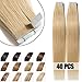 Price comparison product image Remy Human Hair Tape in Extensions Full Head 40pcs 16-22inch 100g/set Straight Real Seamless Skin Weft Natural (22" #613 Bleach Blonde)