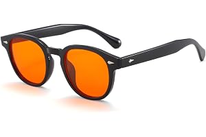Långhållare blåljusblockerande glasögon runda anti-blått ljus glasögon för skärmar, TV, spel, retro anti-bländning orange lin