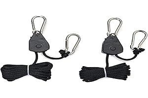 BLACK ORCHID Hyindoor 1/8 Inches Rope Ratchet con Gancho Cuerda de Suspención para Colgar Iluminación y Ventilador (2 Pcs)