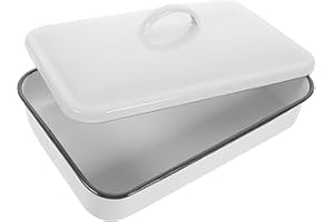 Ciieeo Thickened White Enamel Bake Pan Non Stick Heat Resistant Oven Tray Multifunctional Roasting Baking Dish for Home and Commercial Use Dishwasher Safe