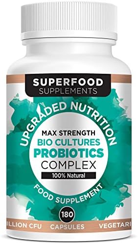Superfood Supplements; Probiotic Complex | High Strength | 180 Capsules 6 Months Supply | Made in UK