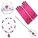 Produktbild Prinzessin Zauberstab,Queen Krone,Strass,Tiaras & Handschuh Mädchen Geschenk-Set Prinzessin Karneval Verkleidung Party Cosplay Mädchen Handschuhe Halloween (heiß rosa + Halskette Armband)