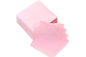 FAVSON 20 PCS Silver Jewelry Cleaning Cloth, Double Sided Polishing Cloth Pink Jewelry Wipe Cloths for Sterling Silver, Pearl, Gold, Platinum (8 x 8 cm)